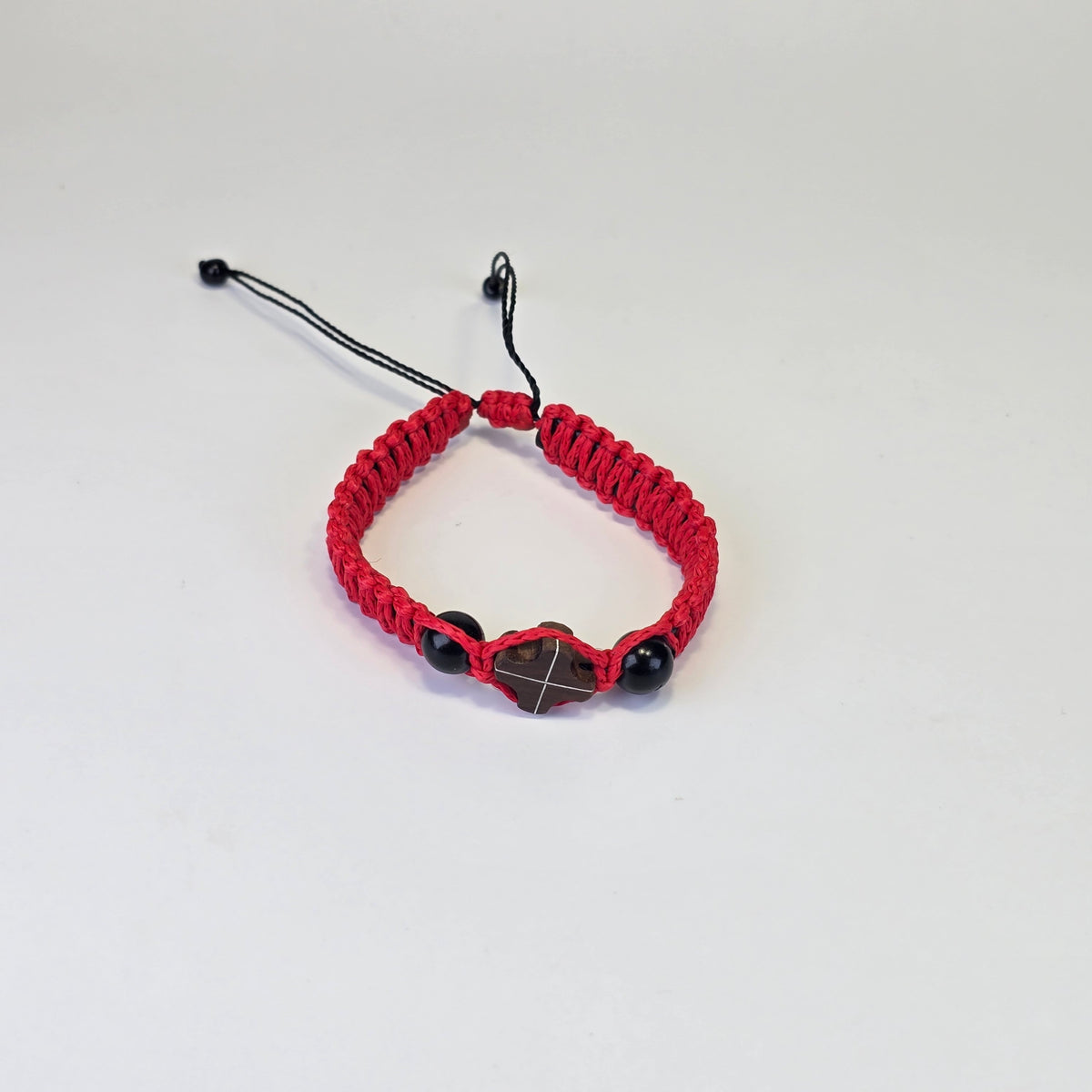 Orthodox Handwoven Bracelet with Wooden Cross – Adjustable (3 Color Variants)