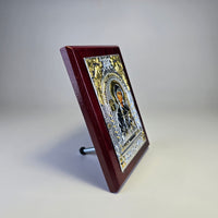 Saint Nino the Enlightener of Georgia Icon (12 × 9 cm) – Silver & Gold Tone on Wood