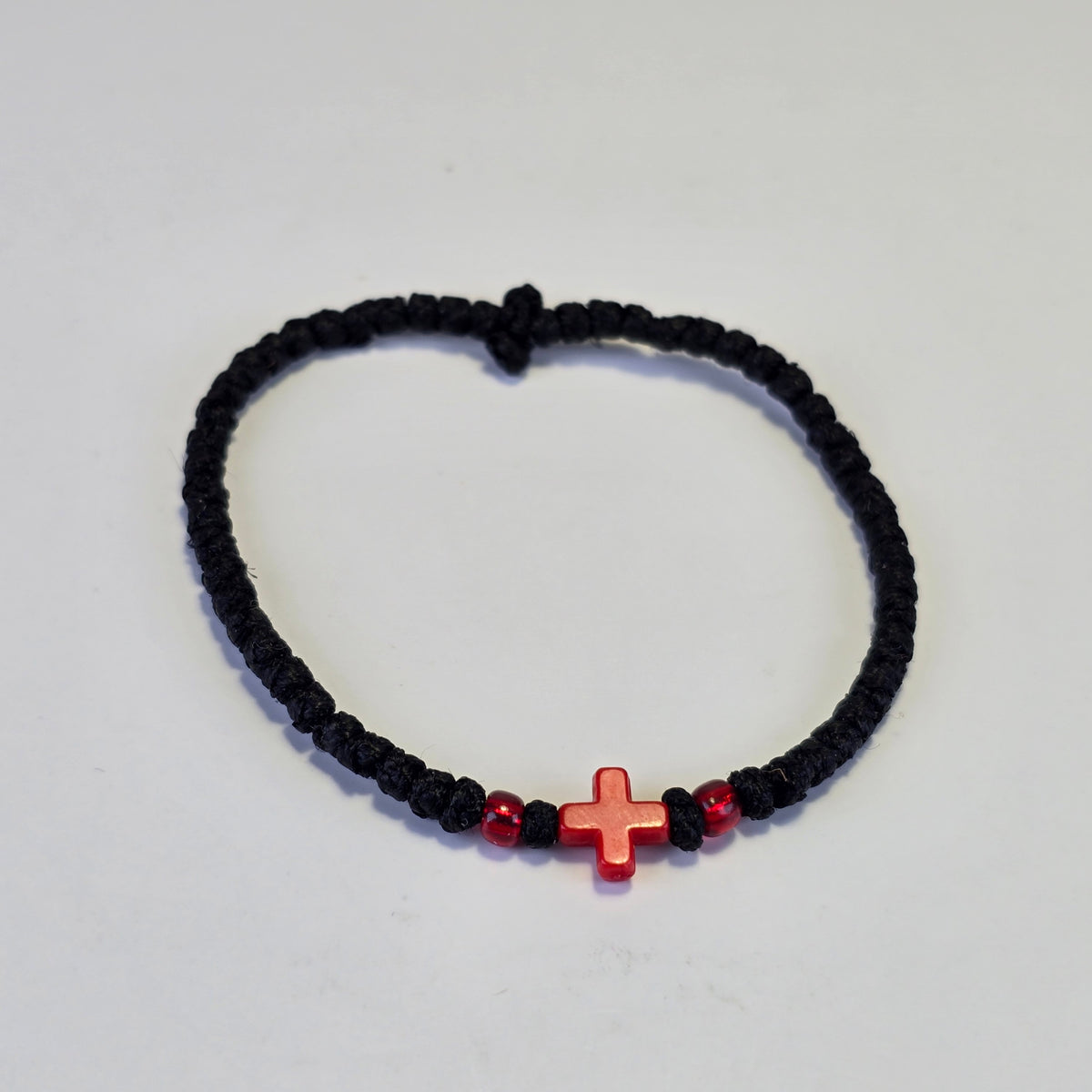 Orthodox Prayer Rope Bracelet (Komboskini) with Red Cross