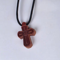 Cross Orthodox Wooden - Small with Bolnuri heart. 2.3 x 1.4 x 0.3 cm